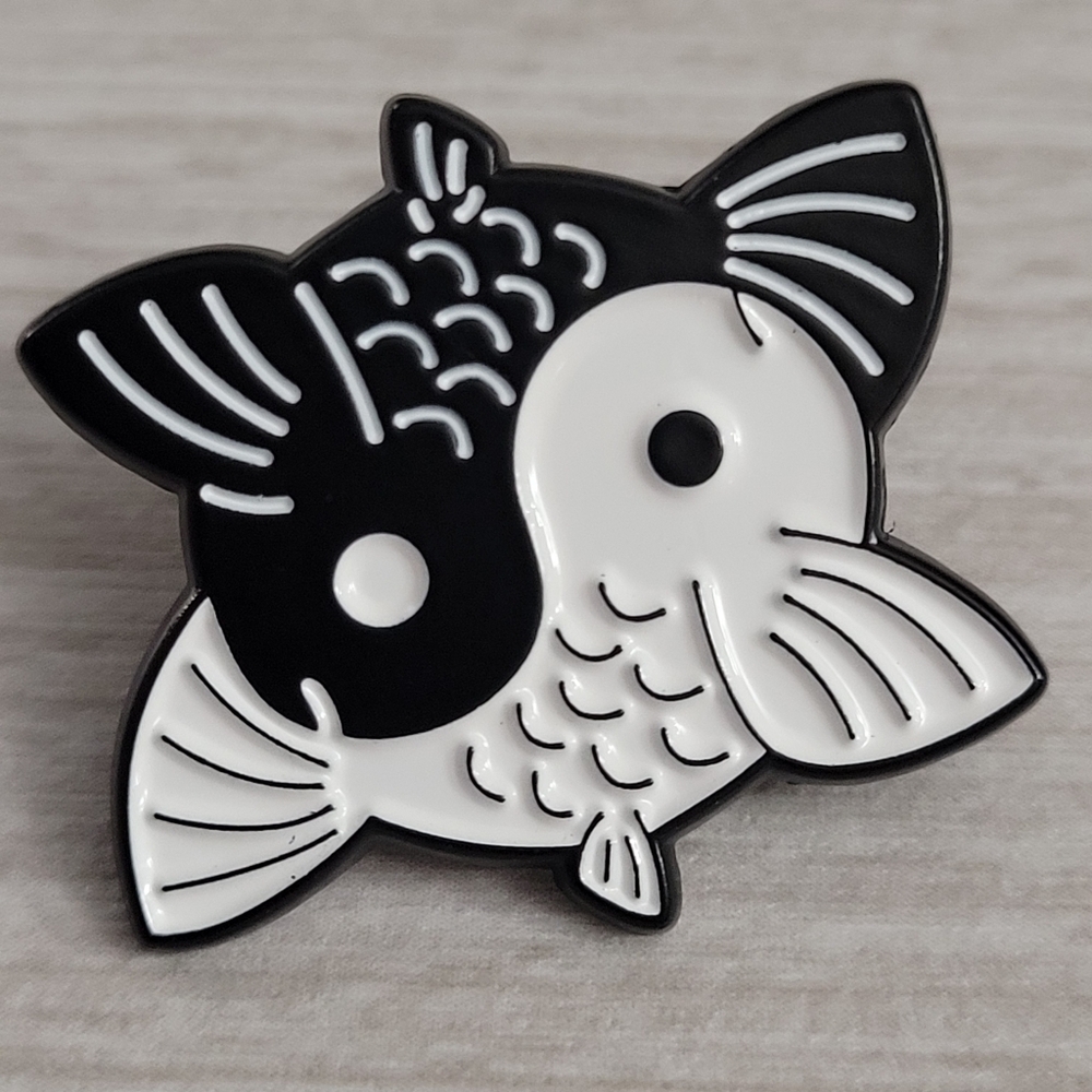 Koi Fish Yin & Yang Enamel Pin